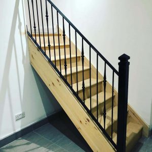 Indoor steel stair railings
